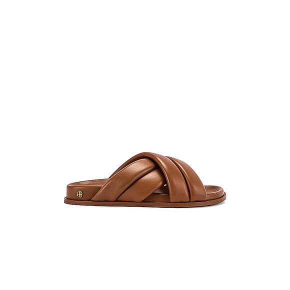 ANINE BING 'Lizzie' Cognac Leather Slide Sandals Size 7 - Picture 1 of 6